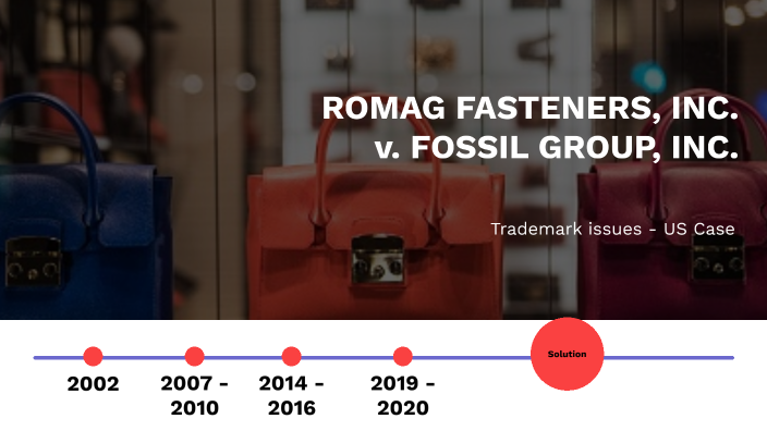 Timelines ROMAG FASTENERS, INC. v. FOSSIL GROUP, INC. by Albane