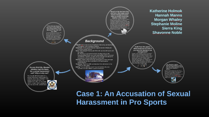 Case 1 An Accusation Of Sexual Harassment In Pro Sports Katherine Holmok