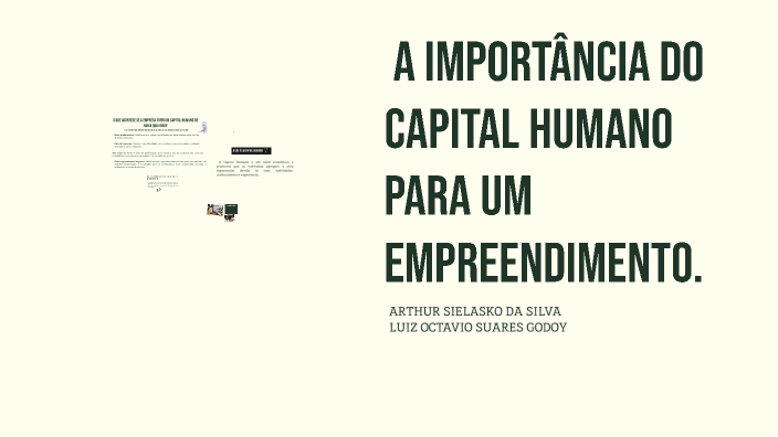 A Importância Do Capital Humano Para Um Empreendimento By Arthur