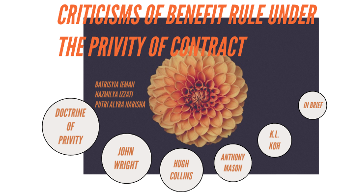 Criticisms Of Benefit Rule Under The Privity Of Contract By Batrisyia Ieman